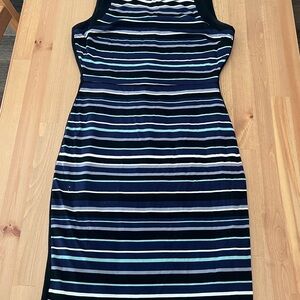 White House Black Market Blue Sleeveless Halter Sheath Dress Knee-Length